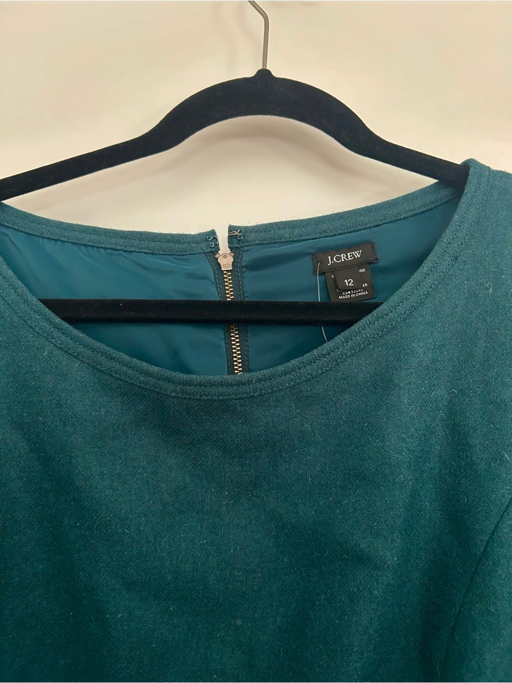 J.Crew Wool Teal 3/4 Length Sleeve Sheath Work Dress - Picture 2 of 4